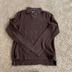 Brown Abercrombie & Fitch Long Sleeve Polo